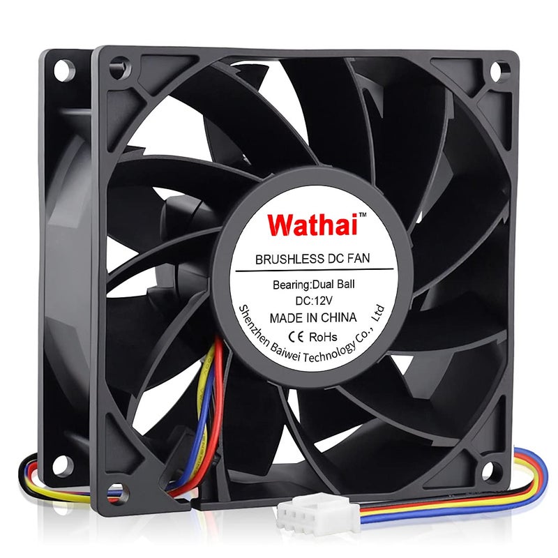 Wathai 92mm x 38mm 90mm Dual Ball 12V High Airflow Fan DC High Speed Pressure Cooling Fan - Image 1